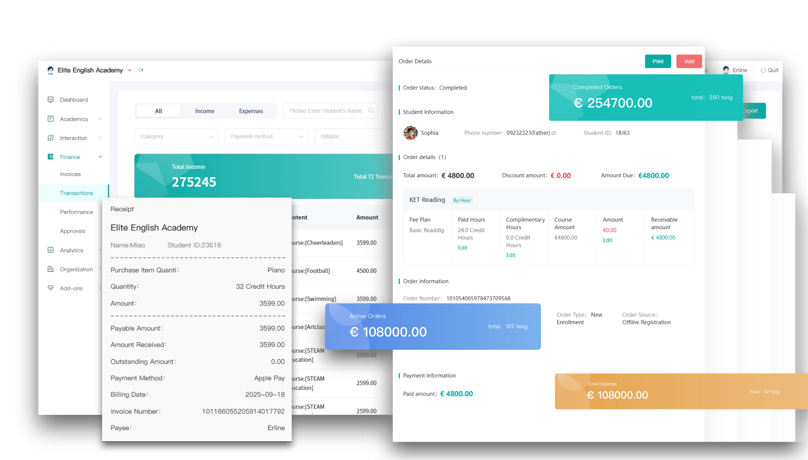 Artstep's digital enrollment form interface with applicant tracking and parent confirmation system.
