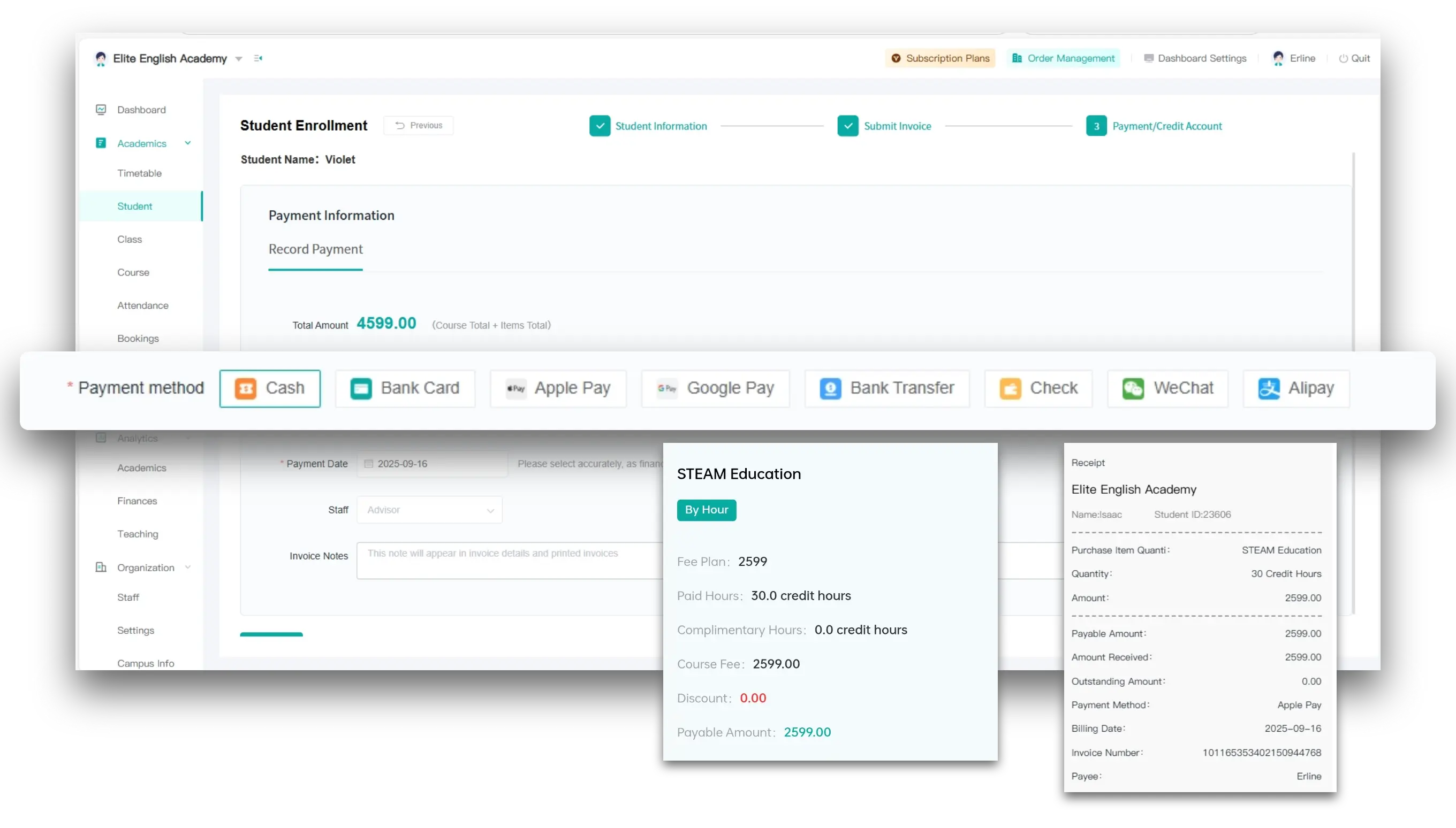 Artstep's payment method selection interface showing multiple transaction options.
