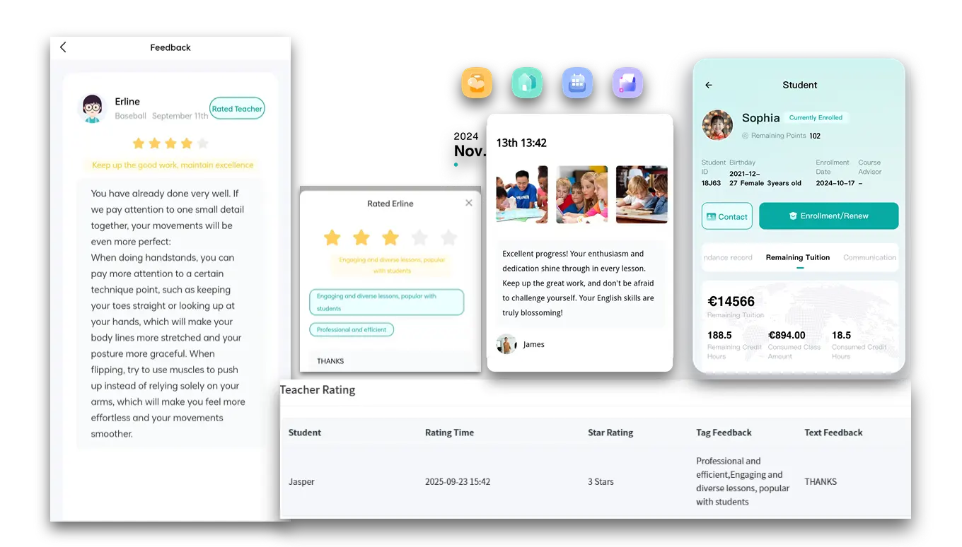 Artstep's in-app reply interface for seamless communication between teachers and parents.