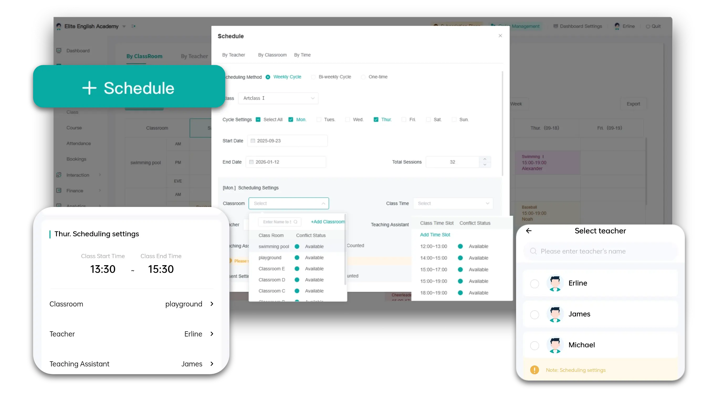 Artstep's scheduling conflict alert interface highlighting timetable overlaps.