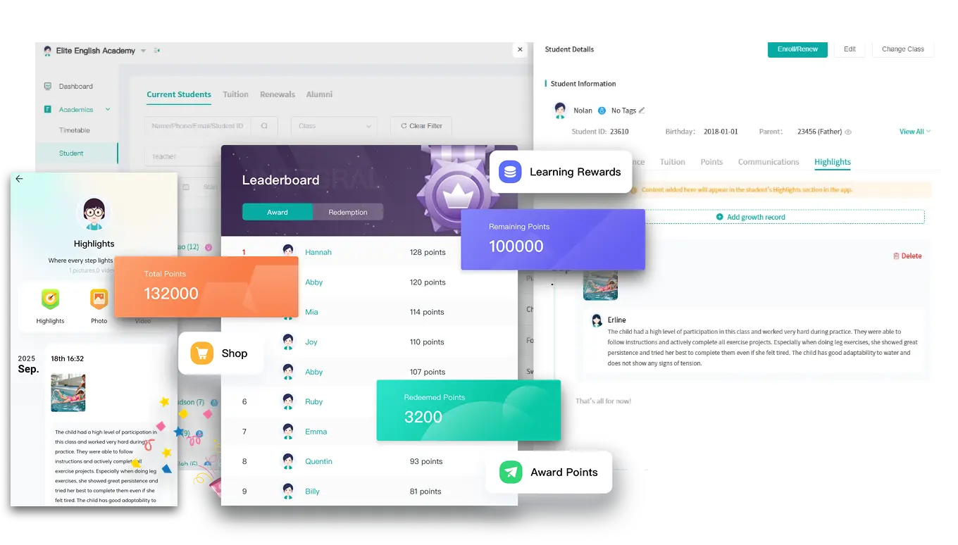 Artstep's Growth Timeline featuring skill badges and teacher feedback on student progress.