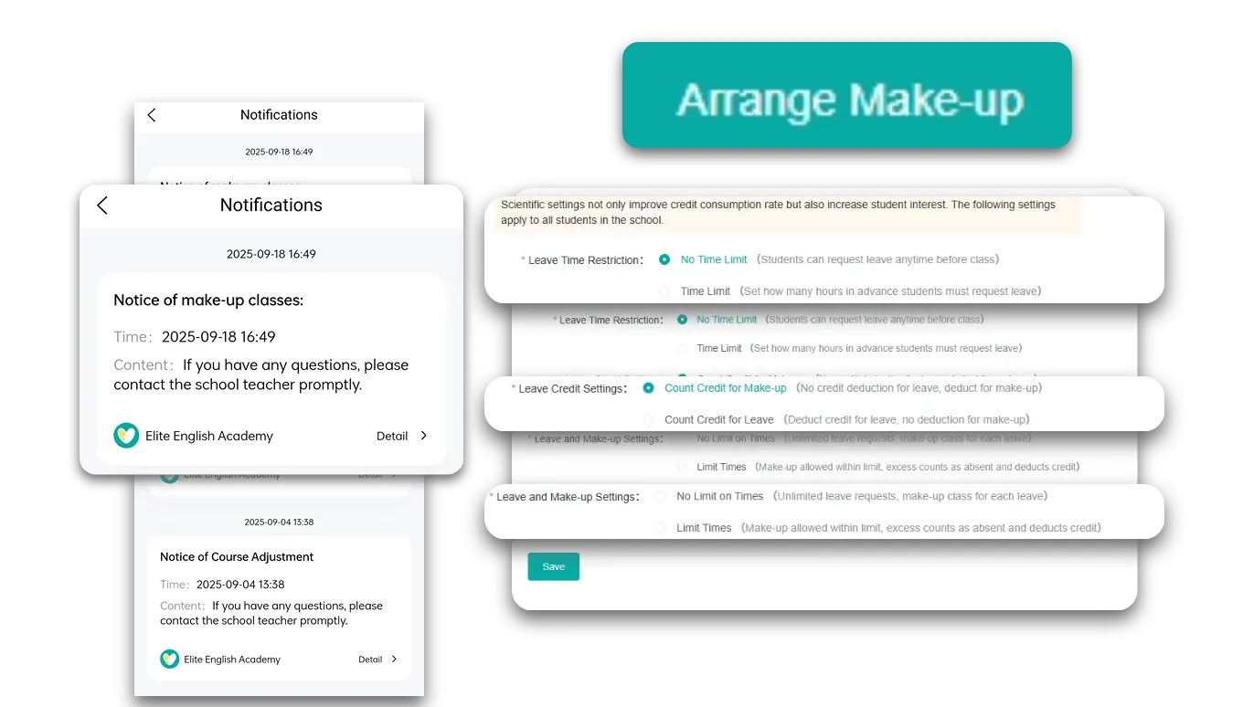 Artstep's parent app make-up class request interface with backend rule configuration.